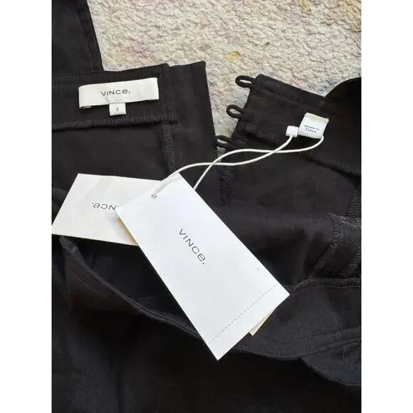 Vince Wide Strap Cropped Linen Shell Tank Top